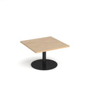 Dams Monza Square Coffee Table with flat round base in Kendal Oak finish, 800mm size, featuring modern wooden design.