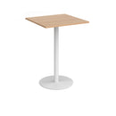 Dams Monza Square Poseur Table with 800mm round beech top and flat round base, ideal for modern bar or café settings.