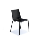 Black Dams Harmony multi-purpose chair with chrome legs, featuring a modern design and cushioned seat for versatile use.