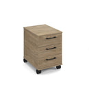 Dams Anson Executive 3 Drawer Mobile Pedestal in Barcelona Walnut wood finish with silver handles and casters.