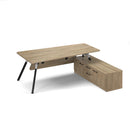 Dams Anson Executive Desk with A-frame legs and return in Barcelona Walnut wood, showing a sleek office workspace with modern design.