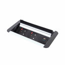 Dams Eclipse in-table rollover power module with two UK sockets, TUF A&C connectors, and USB charger in black and silver.