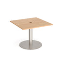 Dams Eternal square meeting table with circular cut-out, made of beech wood, showcasing a modern design with smooth edges.