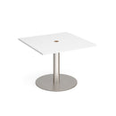 White Dams Eternal Square Meeting Table with circular cut-out, modern design, ideal for conference or office spaces.