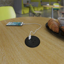 Close-up of Dams Ion In-Surface Power Module in black with UK socket and USB Type A charger for convenient device charging.