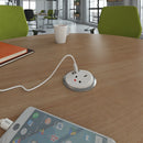 Dams Pixel In-Surface Power Module in black with 1 UK socket and 2 RJ45 Ethernet sockets, wall-mounted and sleek design