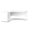 White Maestro 25 ergonomic desk with high pedestal bundle from Dams, 1600mm, left-hand configuration, modern office furniture