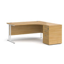 Dams Maestro 25 ergonomic desk with white oak finish and right-hand pedestal, 1600mm length for workspace organization