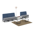 Dams Encore² large modular coffee table with black sled frame and wooden top, versatile and modern for living room decor.