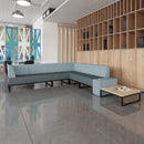 Dams Nera square coffee table with black frame and glass top, modern design for living room decor.