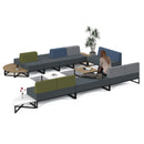 Dams Nera Square Coffee Table with black metal frame and glass top, modern living room furniture piece.