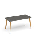 Saxon rectangular worktable by Dams with four sturdy oak legs and a smooth wooden surface for workspace.