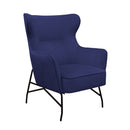 Dams Alpha high back lounge chair with black metal frame, upholstered in dark fabric, shown from front view.