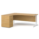Dams Maestro 25 ergonomic desk and high pedestal bundle in oak white finish, 1800mm, left-hand configuration, modern office furniture