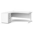 White Maestro 25 ergonomic desk with high pedestal bundle, 1800mm, featuring left-hand configuration by Dams
