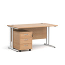 Dams Maestro 25 straight desk with white beech finish and 3-drawer under desk pedestal for organized workspace.
