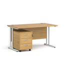 Dams Maestro 25 straight desk with white oak finish and 3-drawer under-desk pedestal in a modern office setting
