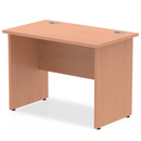 Impulse 600mm deep straight desk with panel legs in beech finish by Dynamic, showing a sleek office workspace with clean lines.