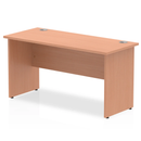 Impulse 600mm deep straight desk with panel legs in beech finish, featuring a sleek, modern office workspace setup.