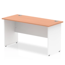 Impulse 600mm deep straight desk with panel legs in beech finish by Dynamic, showing the desk surface and sturdy leg design.