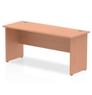 Impulse 600mm deep straight desk with panel legs in beech finish, manufactured by Dynamic, shown with a clean, modern workspace setup.