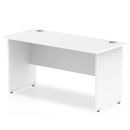 White Impulse 600mm deep straight desk with panel legs by Dynamic, featuring a sleek, modern office workspace design.