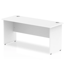 White Impulse 600mm deep straight desk with panel legs by Dynamic, showing a spacious office workspace with clean lines.