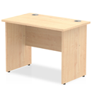 Impulse 600mm deep straight desk with maple finish and panel legs by Dynamic, showing the clean, modern work surface and sturdy support.