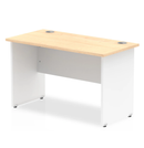 Impulse 600mm deep straight desk with panel legs in maple finish, by Dynamic, showing the clean, modern workspace design.