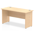 Impulse 600mm deep straight desk with maple finish and panel leg by Dynamic, showing a sleek office workspace with clean lines.