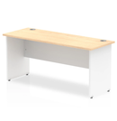 Impulse 600mm deep straight desk with maple finish and panel legs by Dynamic, showing the desk's clean, modern design and wood surface.