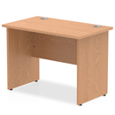 Impulse 600mm deep straight desk with oak finish and panel legs by Dynamic, showing the spacious work surface and modern design.