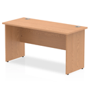 Dynamic Impulse 600mm Deep Straight Desk with Oak Panel Legs, featuring a spacious oak-colored work surface and sturdy frame.