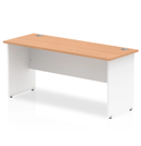 White oak Impulse 600mm deep straight desk with panel leg by Dynamic, showcasing a sleek modern office workspace.