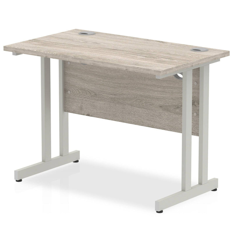 Impulse 600mm Deep Straight Desk With Cantilever Leg - Grey Oak - NWOF