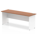 Impulse 600mm deep straight desk with panel legs in walnut finish, designed by Dynamic for modern office spaces.