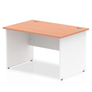 Impulse 800mm deep straight desk with panel legs in beech finish, made by Dynamic, showing the sleek workspace surface and sturdy frame.