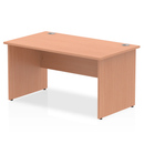 Impulse 800mm deep straight desk with panel legs in beech finish, made by Dynamic, showing a modern office workspace setup.