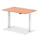 Beech height-adjustable desk with cable ports from Dynamic, featuring an 800mm depth and modern design.