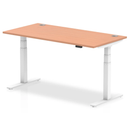 Height adjustable desk with beech finish, 800mm deep, cable ports, by Dynamic, suitable for office or home workspace.