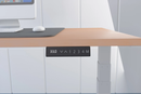 Dynamic Air 800mm deep height adjustable desk with cable ports, featuring a beech finish and control panel for easy height adjustment.