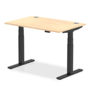 Dynamic Air 800mm deep height-adjustable desk with cable ports in maple finish, featuring a sleek modern design and sturdy construction.