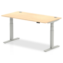 Dynamic Air 800mm deep height adjustable desk in maple with cable ports, featuring a sleek, modern design.