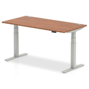 Dynamic Air 800mm deep height adjustable walnut desk with cable ports, featuring a sleek modern design and ergonomic workspace.