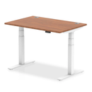 Dynamic Air 800mm deep height adjustable walnut desk with cable ports, featuring a sleek, modern design and sturdy construction.