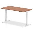 Dynamic Walnut Air 800mm deep height adjustable desk with cable ports, featuring a sleek modern design and ergonomic functionality.