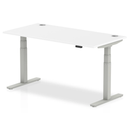 White Dynamic Air 800mm deep height-adjustable desk with cable ports and modern design, suitable for ergonomic office setups.