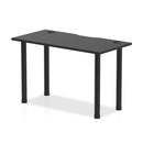 Impulse Black Series 600mm Deep Straight Desk Black Top with Cable Ports & Black Legs - NWOF