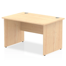 Dynamic Impulse 800mm deep straight desk with panel legs in maple finish, featuring a spacious work surface and modern design.