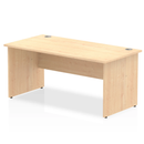 Impulse 800mm deep straight desk by Dynamic with panel legs in maple finish, showcasing a modern office workspace design.